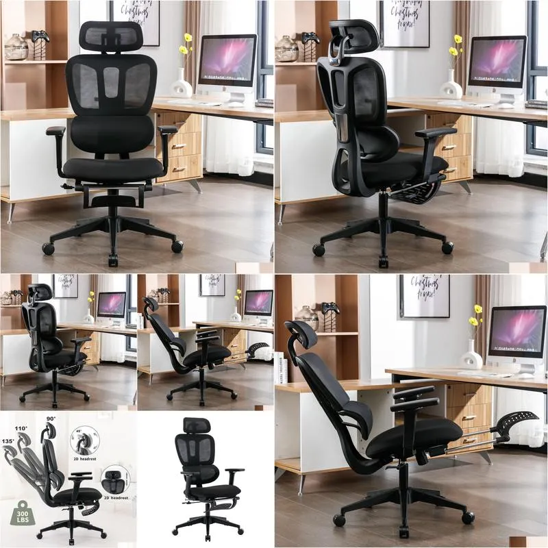 Ergonomic Mesh Office Chair with 2D Adjustable Armrest,High Back Desk Computer Chair,black