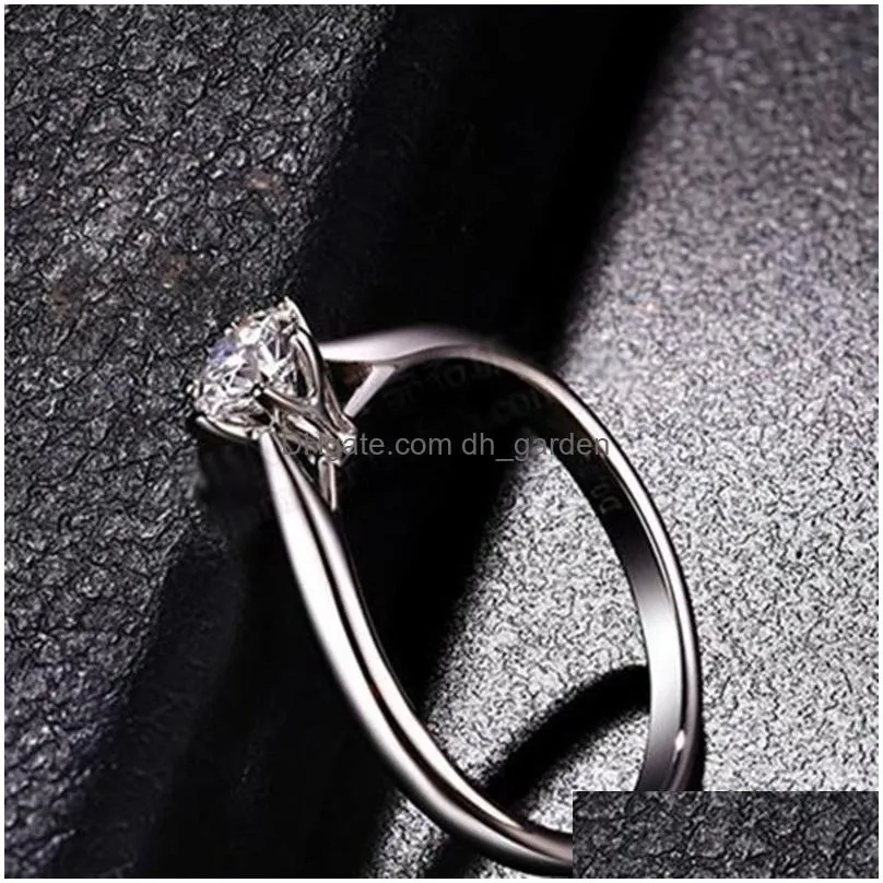 Band Rings Classic Wedding Rings For Women Simple Style Six Claws Cubic Zirconia 3 Color Gift Fashion Jewelry Kcr033 Drop De Dhgarden Otixm