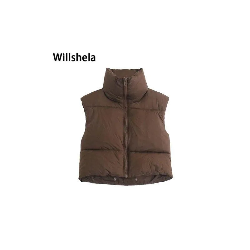 womens vests willshela women fashion high neck cropped waistcoat puff vest casual woman sleeveless jacket chic lady winter warm outfits