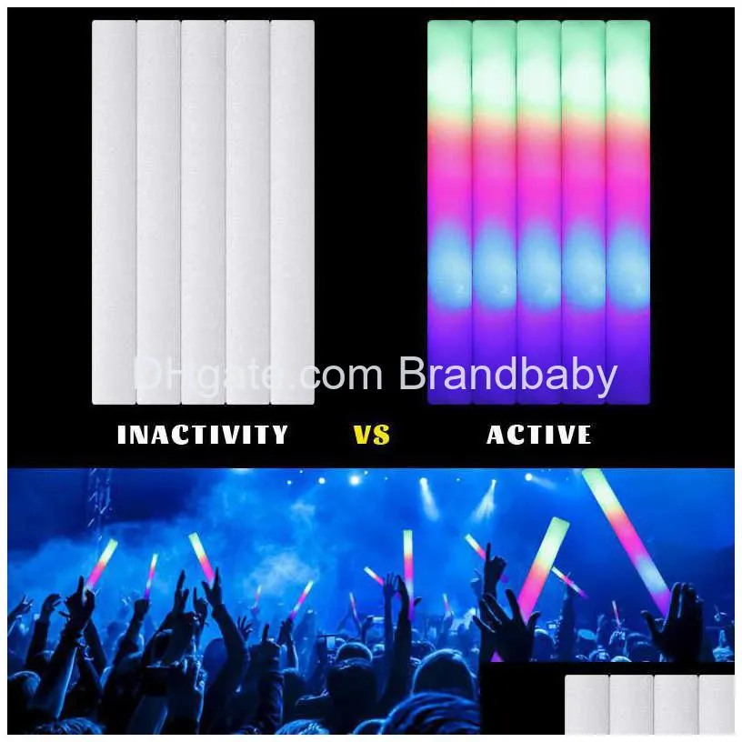 led light sticks 12/15/30/60pcs led glow sticks bulk colorful rgb glow foam stick cheer tube dark light for xmas birthday wedding party