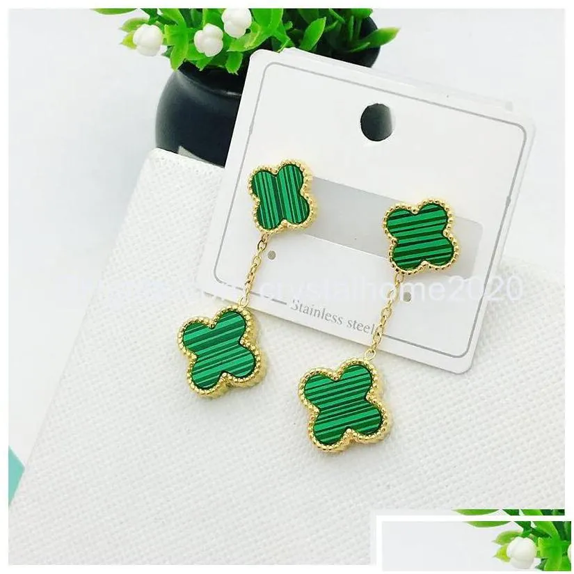 stud fashion good luck clover charm stainless steel earring jewelry for women gift drop delivery earrings otfe0