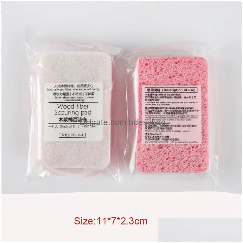 Sponges & Scouring Pads 2-Sided Wood Pp Cotton Scouring Pad Dishwashing Sponge Pads Household Kitchen Absorbing Water Non-Stick Oil Di Dht65