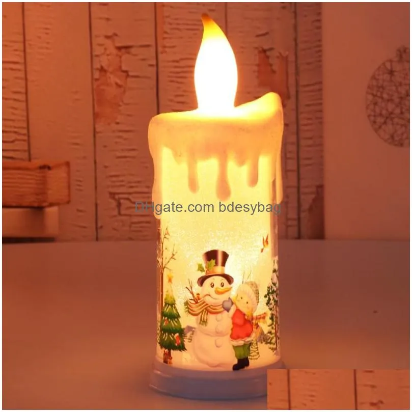 Candles Christmas Decoration Pvc Candle Light Led Simated Flame Santa Claus Snowman Xmas Gifts 22.5X9Cm Drop Delivery Home Garden Home Dh3Q4