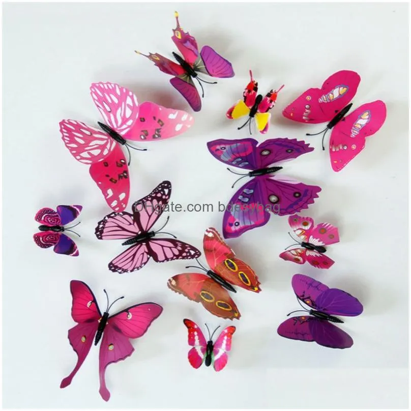 Fridge Magnets Diy 3D Fridge Magnets Butterfly Wall Sticker Home Decor Room Decorations Stickers Poster Waterproof Drop Delivery Home Dhzwg