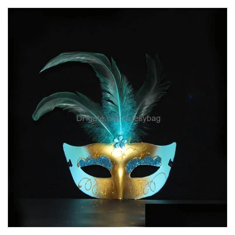 Party Masks Wholesale Feather Party Mask Masquerade Halloween Carnival Masks Dress Costume Lady Drop Delivery Home Garden Festive Part Dhewv