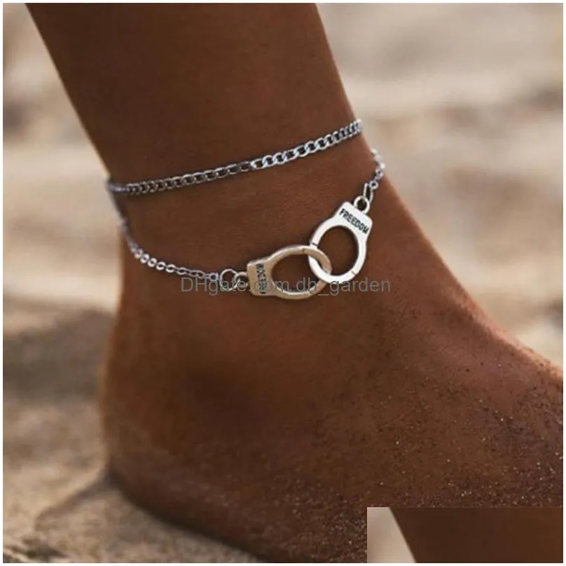Anklets Geometric Ankle Big Circle For Women Foot Anklet Bracet Summer Beach Sandals Bracelets On The Leg Female Drop Deliver Dhgarden Otu2I