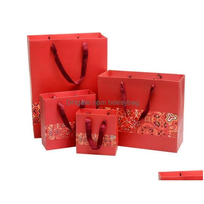 Gift Wrap Gift Wrap Paper Red Especially For You With Handles Small/Large Tote Bag Jewelry/Clothes Drop Delivery Home Garden Festive P Dhgvv