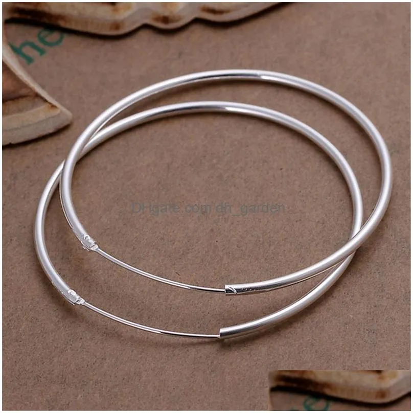 Hoop & Huggie Sterling Sier Round Circle 35/50/60Mm Hoop Earrings For Woman Wedding Engagement Party Fashion Charm Jewelry G Dhgarden Ot08X