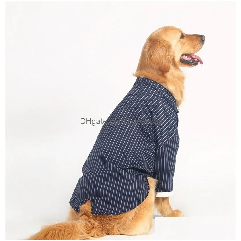 Dog Apparel Large Dog Apparel Stripes Big Coat Bowknot Tuxedo Jacket Wedding Suit Pet Clothes For Samoyed Husky Costume Drop Delivery Dh5Ap