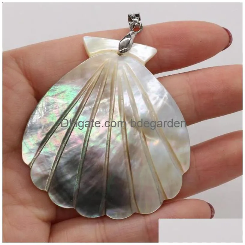 pendant necklaces natural mother-of-pearl art pendants scallop shape shell for trendy jewelry making diy necklace earrings crafts