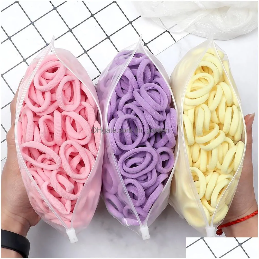 Headbands 100Pcs/Set Girls Small 3Cm Elastic Hair Bands Colorf Children Nylon Scrunchie Headband Kid Ponytail Holder Accesso Dhgarden Ot2Ab