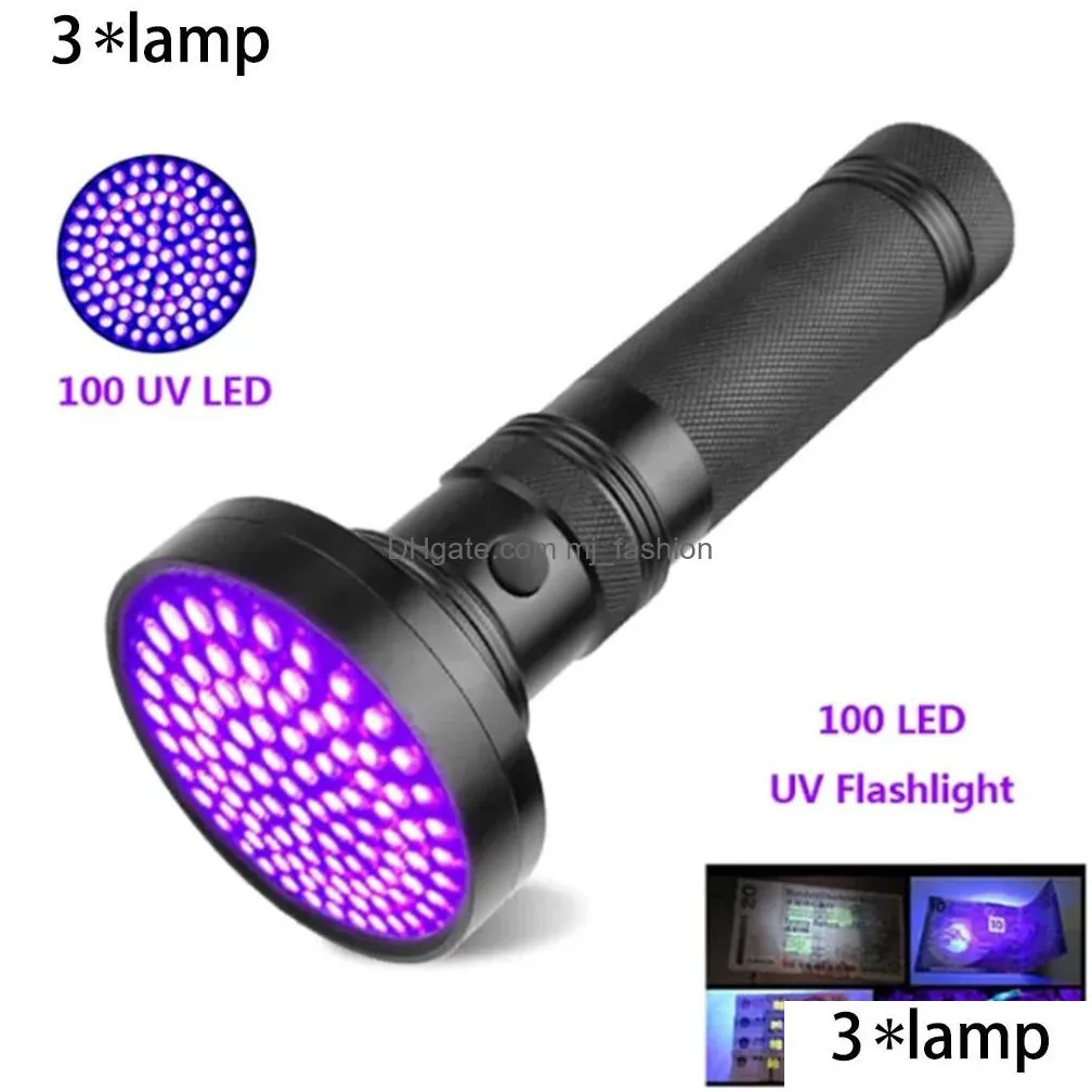 Outdoor Gadgets Outdoor Gadgets Uv Flashlight 21 51 100 Led Light 395Nm Flashlights Traviolet Torch Black Detector For Dry Pets Urine Dhs6E