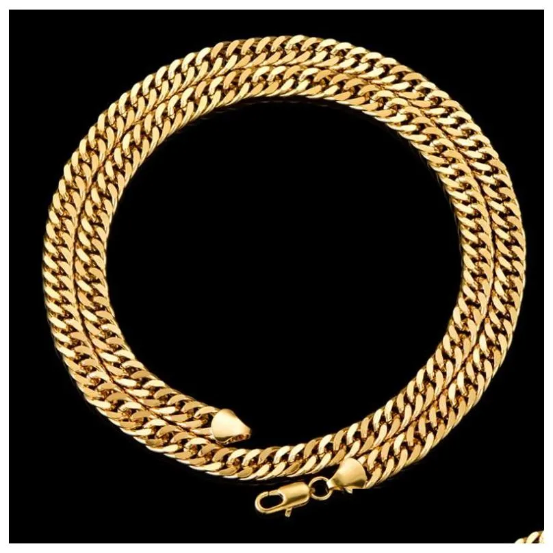 fine wedding jewelry 24k real yellow gold chain inish solid heavy 8mm xl  cuban curn link necklace chain packaged unconditional