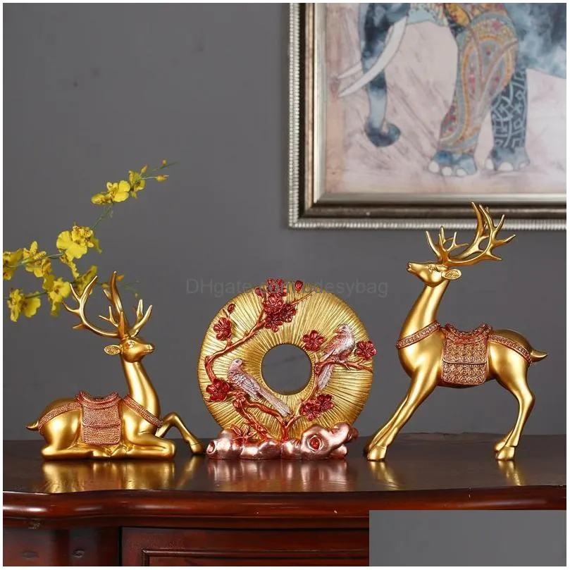 Decorative Objects & Figurines 1 Pair Resin Deer Decorative Objects Statue Figurine Home Room Decor Crafts Scpture Modern Art Store De Dhtfm