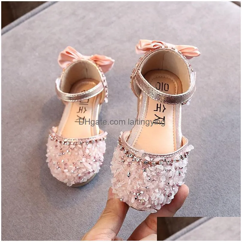 sneakers children princess shoes baby girls flat bling leather sandals fashion sequin soft kids dance party sparkly a986 221107