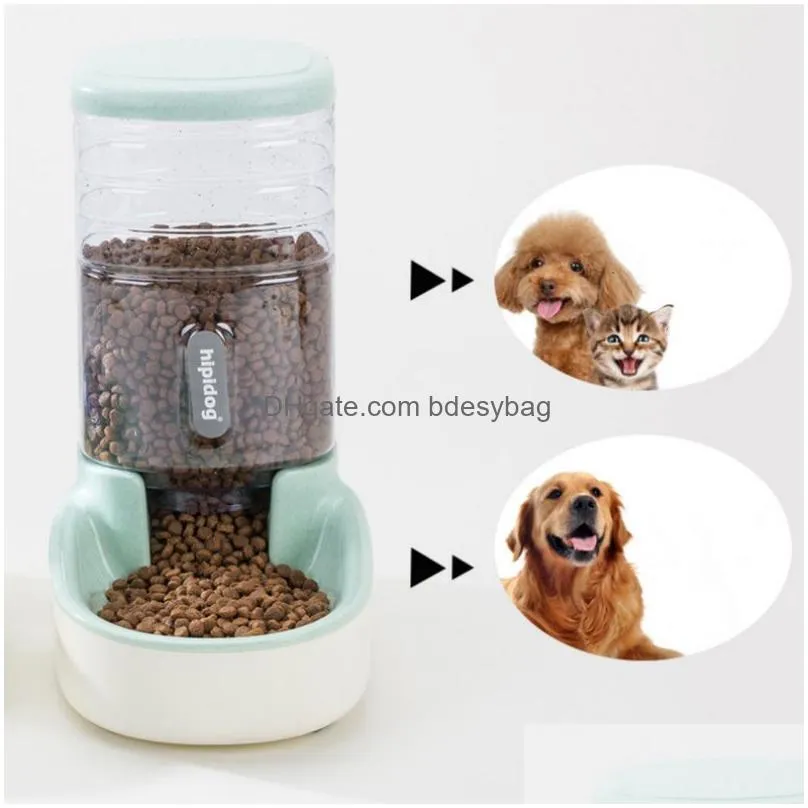 Dog Bowls & Feeders Dog Cat Feeders Water Dispenser Fountain Bottle Set Plastic Matic Pet Feeding Drinker Bowl 2 Pieces Drop Delivery Dhaqu