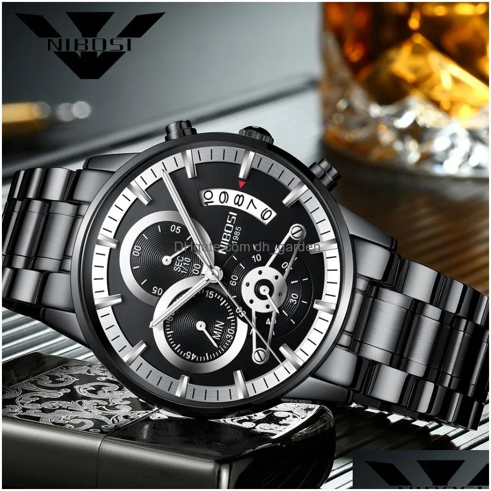 Wristwatches Quartz Watch Men Gold Black Mens Watches Top Brand Luxury Chronograph Sports Wristwatches Luminous Waterproof R Dhgarden Otlf4
