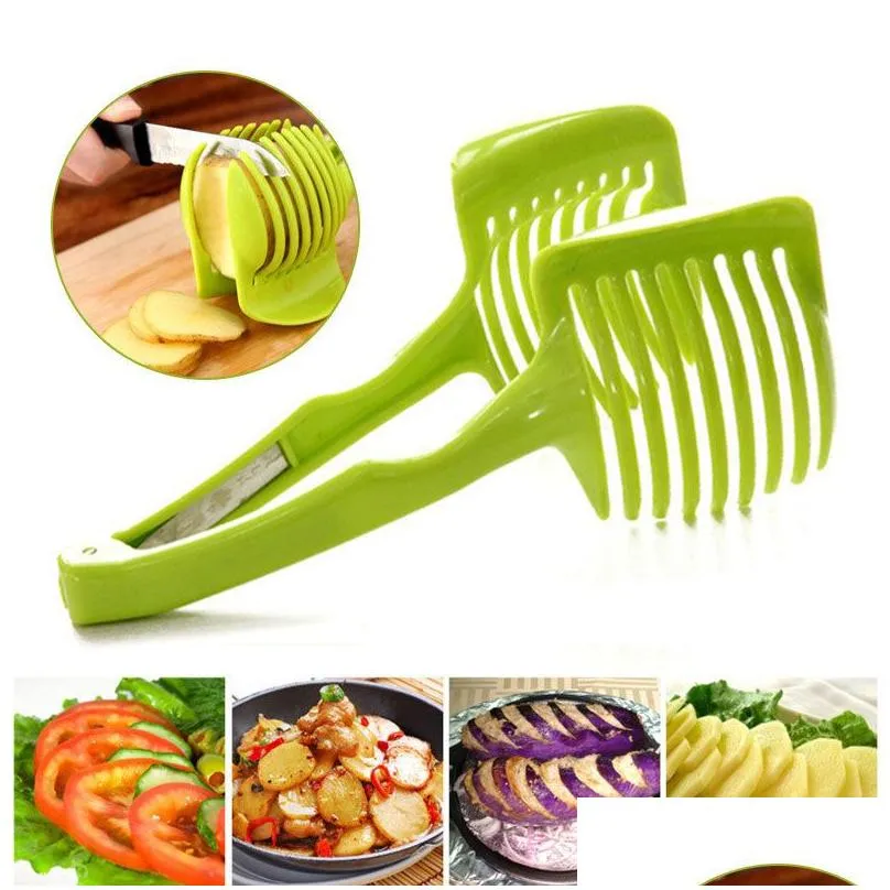 Potato Food Tomato Onion Lemon Vegetable Fruit Slicer Egg Peel Cutter Holder #R59