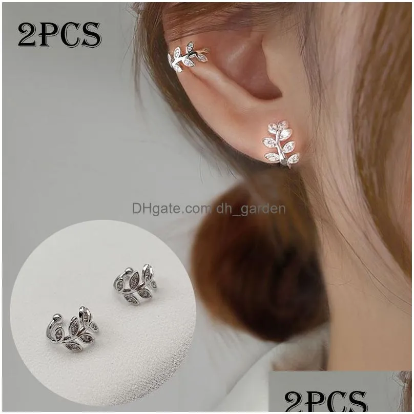 Ear Cuff New Fashion Leaf Clip Earring For Women Without Piercing Puck Rock Vintage Crystal Ear Cuff Girls Simple Jewerly Dr Dhgarden Oteso