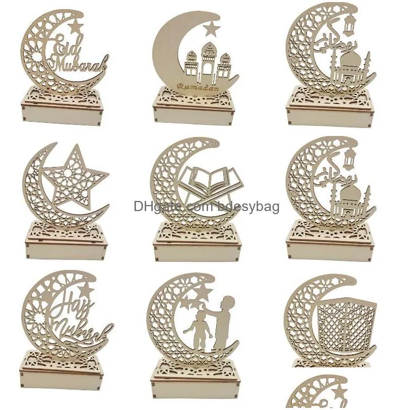 Other Event & Party Supplies Party Supplies Eid Mubarak Led Golden Acrylic Moon Star Ornaments Decoration Ramadan For Home Muslim Deco Dhqtu