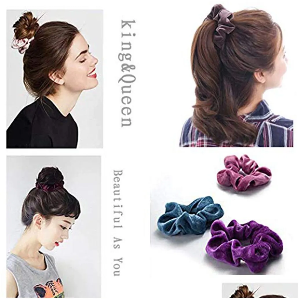 40pcs velvet scrunchie women girls elastic hair rubber bands accories gum for women tie hair ring rope ponytail holder6628191