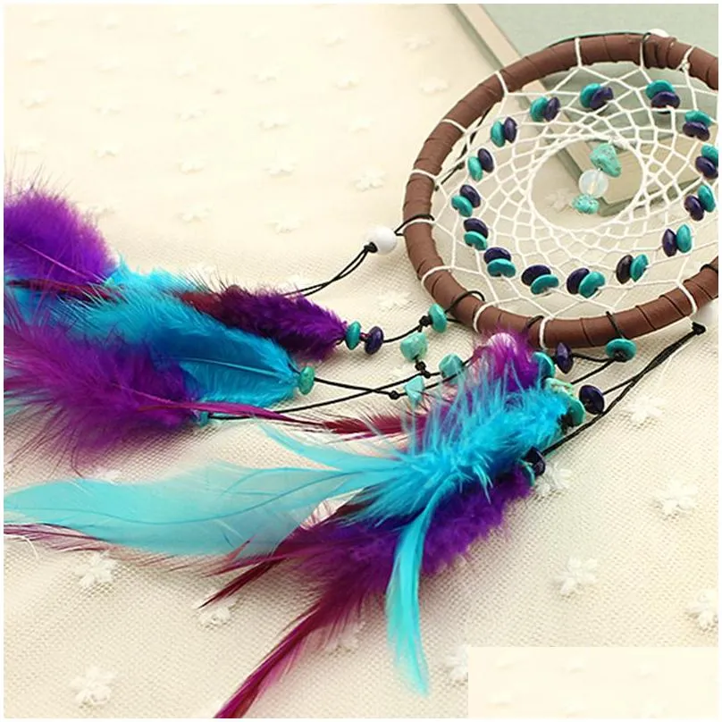 arts and crafts wholesale antique imitation enchanted forest dreamcatcher gift handmade dream catcher net with feathers wall hanging