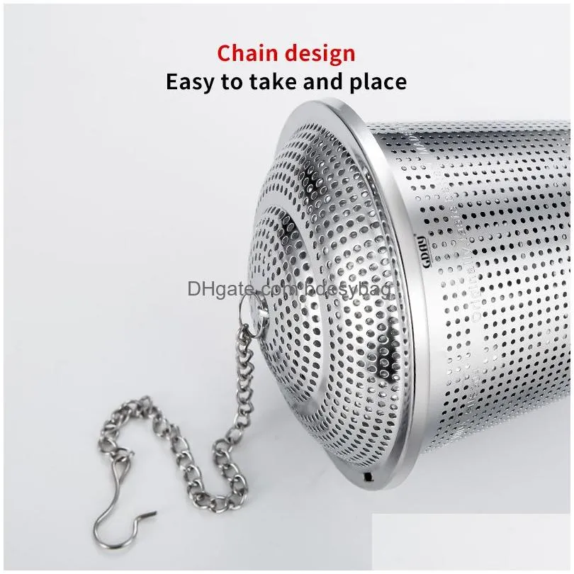 Tea Strainers Stainless Steel Tea Ball Strainer Mesh Herbal Infuser Filter Leaf Spice For Teapot Kitchen Tool Drop Delivery Home Garde Dhglv