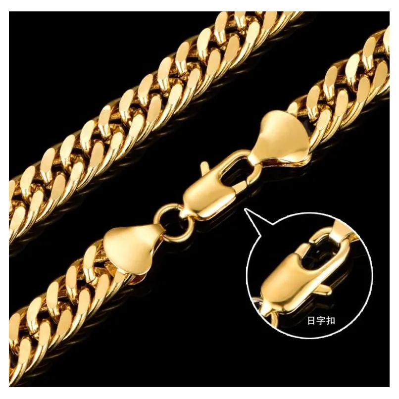 fine wedding jewelry 24k real yellow gold chain inish solid heavy 8mm xl  cuban curn link necklace chain packaged unconditional