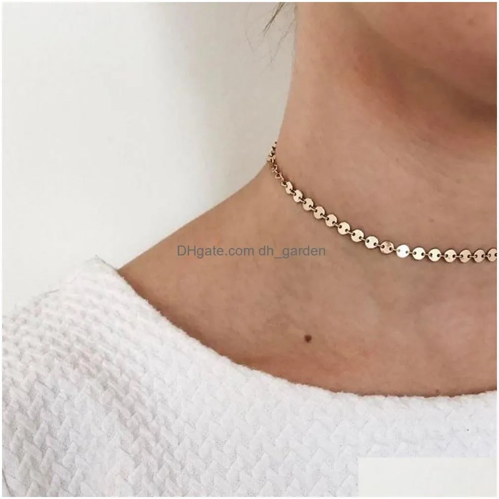 Chokers Gold Color Stainless Steel Choker Necklace Women Aesthetic Necklaces For Best Friend Jewelry Drop Delivery Jewelry N Dhgarden Otmyc