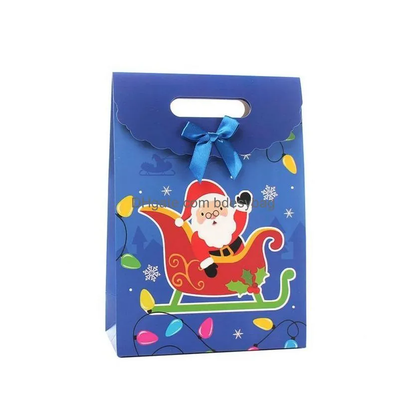 Gift Wrap Christmas Gift Wrap Kids With Box Bow Decoration For Home Santa Claus Pattern Candy Paper Bag Drop Delivery Home Garden Fest Dhwv3