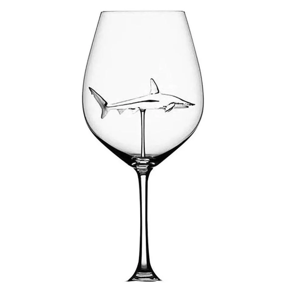 red wine glasses - lead titanium crystal glass elegance original shark red wine glass with shark inside long stemmed glasre nh0x5