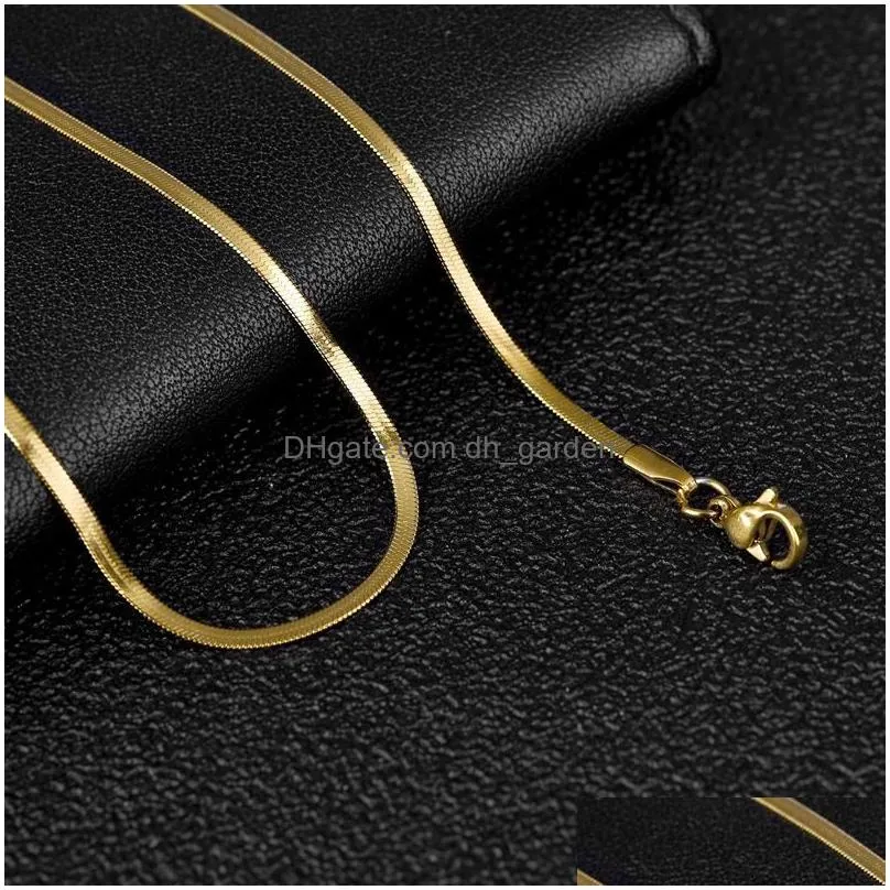 Chains Stainless Steel Flat Necklace Snake Chain Men Jewelry Various Length Choker Clavicle Drop Delivery Jewelry Necklaces P Dhgarden Otzjn