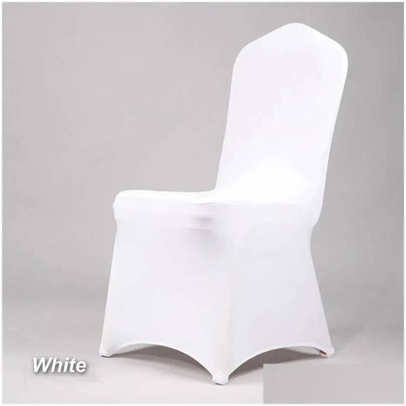 50/100pcs Universal Cheap Hotel White Chair Cover office Lycra Spandex Chair Covers Weddings Party Dining Christmas Event Decor