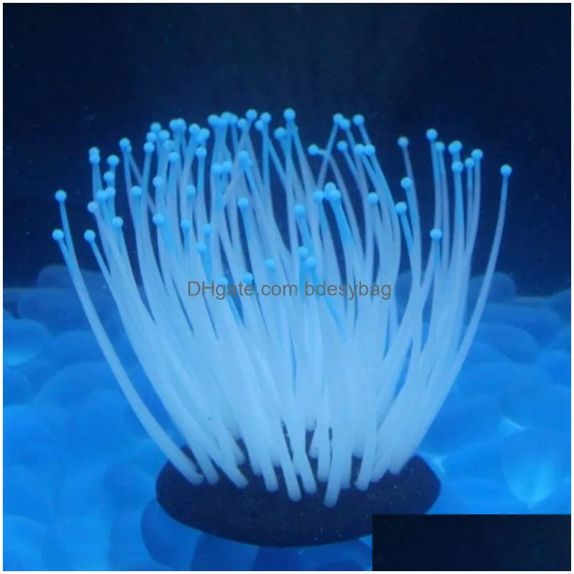 Decorations Fish Tank Glowing Decorations Effect Artificial Sile Plant Sea Ane For Aquariums Decoration Ornament Drop Delivery Home Ga Dhjcf