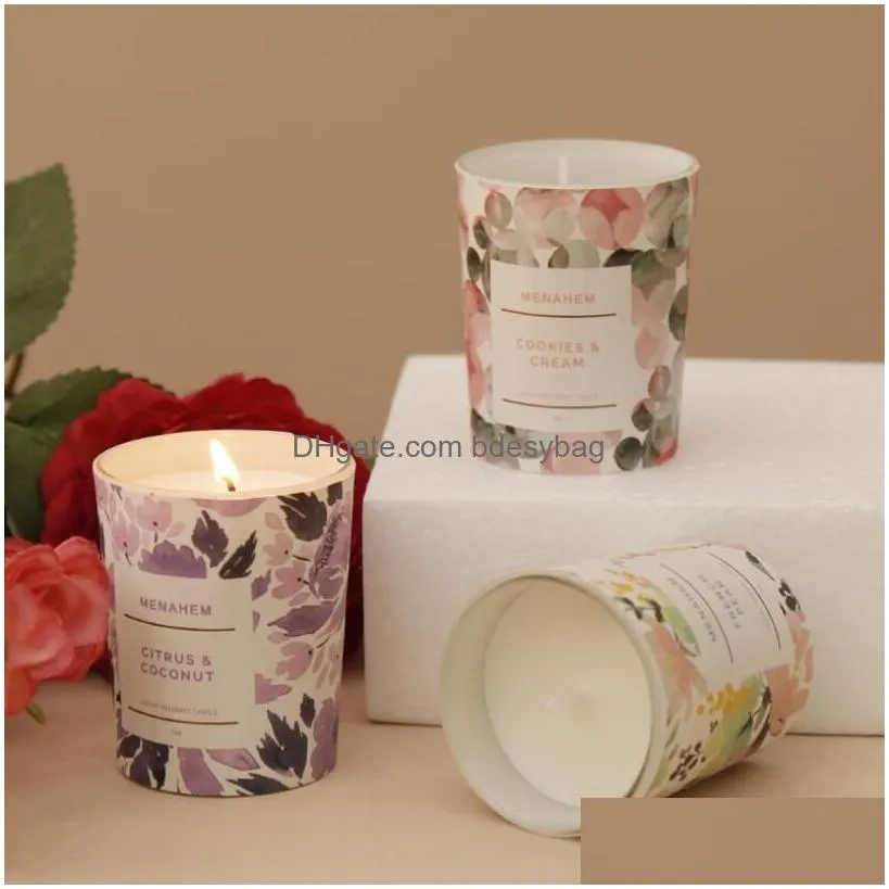 Scented Candle Romantic Christmas Gift Marbling Plant Scented Smokeless Candles High Quality For Atmosphere Vegetable Wax Simple Drop Dhbef