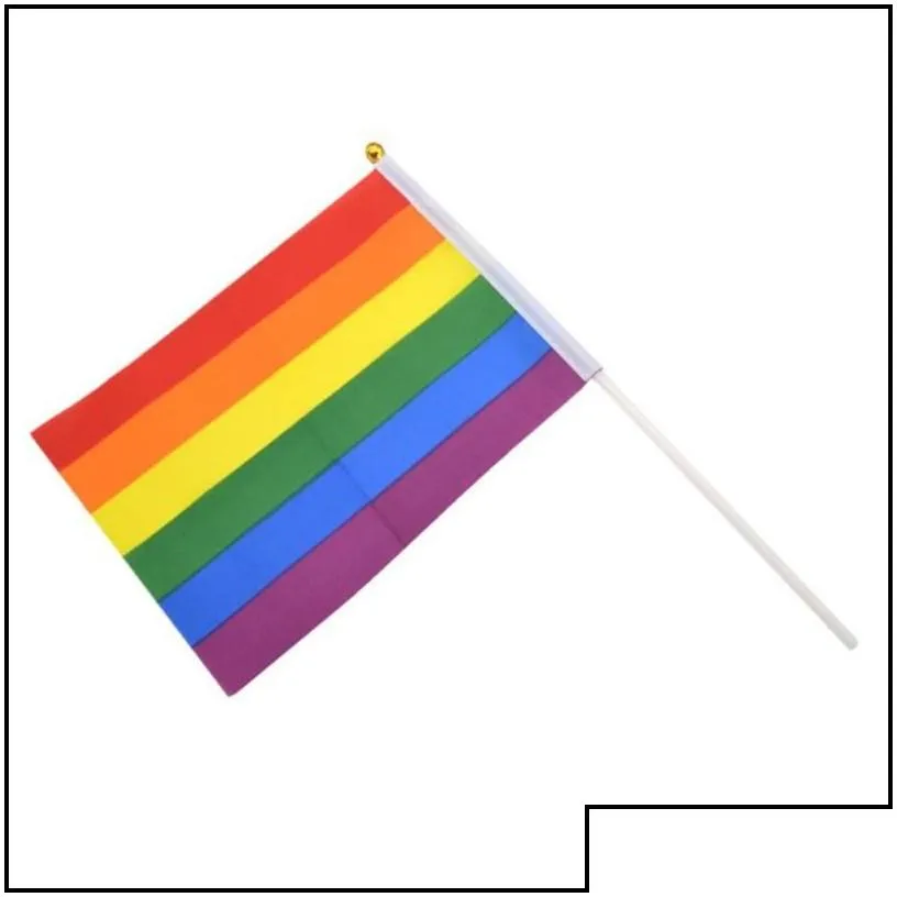 Banner Flags Gay Pride Flag Plastic Stick Rainbow Hand American Lesbian Lgbt 14 X 21 Cm Drop Delivery Home Garden Festive Party Suppl