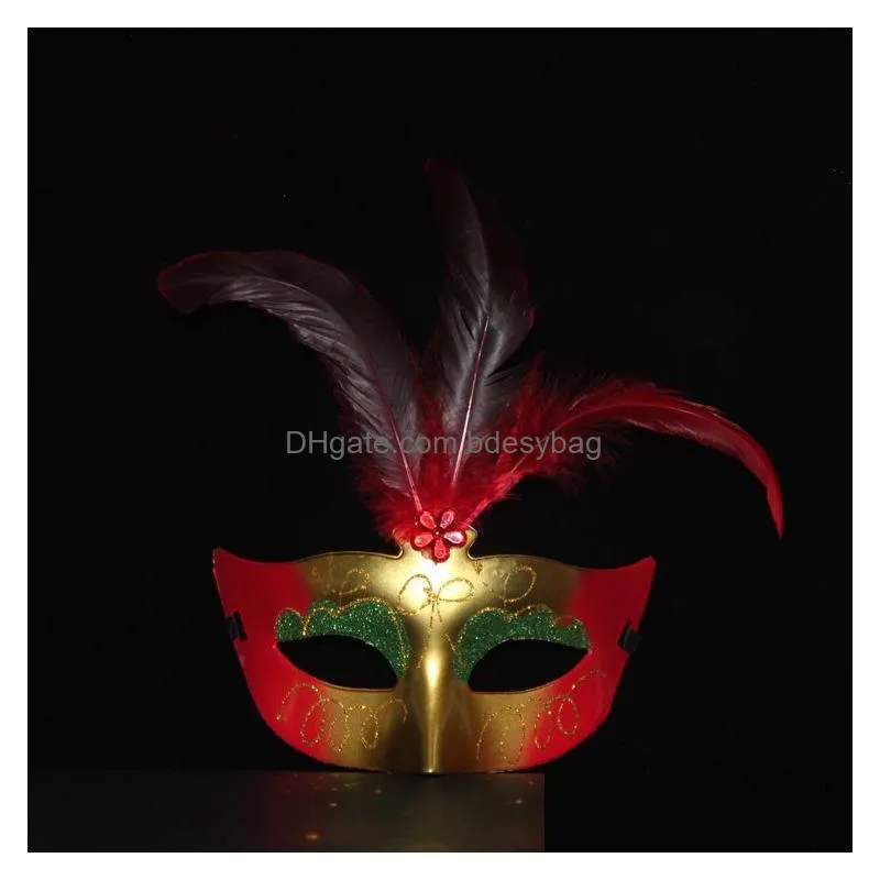Party Masks Wholesale Feather Party Mask Masquerade Halloween Carnival Masks Dress Costume Lady Drop Delivery Home Garden Festive Part Dhewv