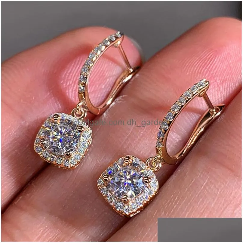 Dangle & Chandelier Square Earrings Brilliant Engagement Wedding Jewelry Elegant Female Dangle Earring Drop Delivery Jewelry Dhgarden Ot26G