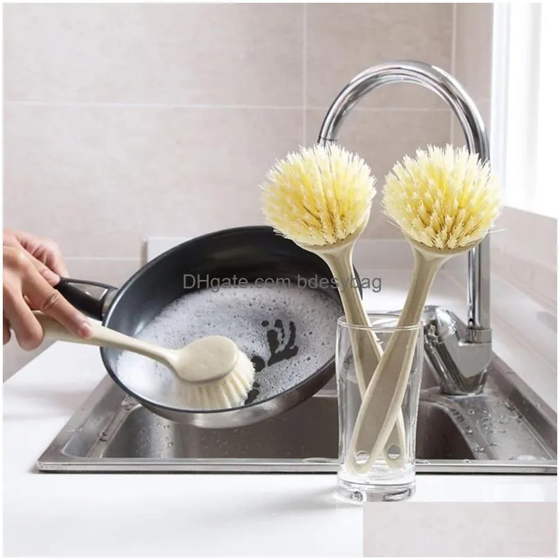 Cleaning Brushes Mtifunction Convenient Practical Kitchen Utensil Cleaning Brush Long Handle Hung Pot Wash Brushes Household Drop Deli Dha5T