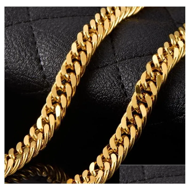fine wedding jewelry 24k real yellow gold chain inish solid heavy 8mm xl  cuban curn link necklace chain packaged unconditional