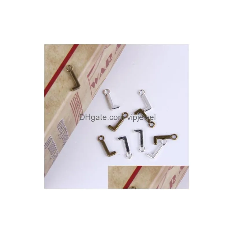 2015 fashion antique silver copper plated metal alloy selling a-z alphabet letter l charms floating 1000pcs lot 012x297x