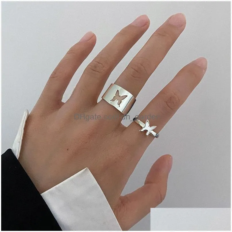 Band Rings Boho Gold Color Cross Wide Rings Set For Women Girls Simple Chain Finger Tail Jewelry Gifts Ring Female Drop Deli Dhgarden Otvnm