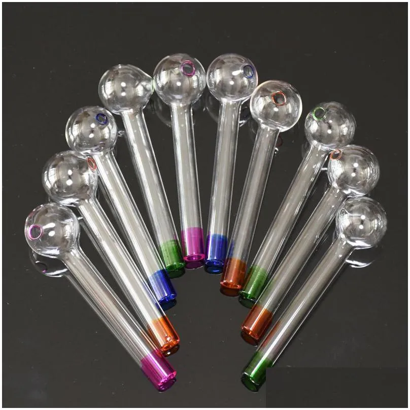 colorful 105mm length pyrex glass oil burner pipe oil nail burning jumbo concentrate pipes thick clear smoking tubes accessories
