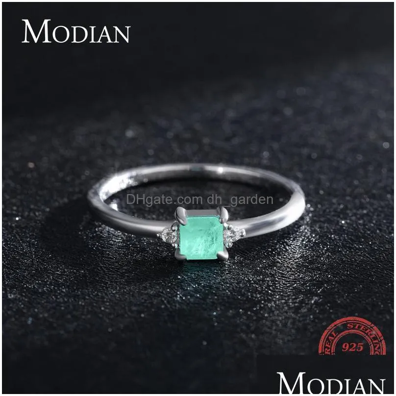 Solitaire Ring Fashion Emerald Cut Tourmaline Rings For Women Elegant Simple Paraiba Sier Fine Jewelry Drop Delivery Jewelry Dhgarden Otdas