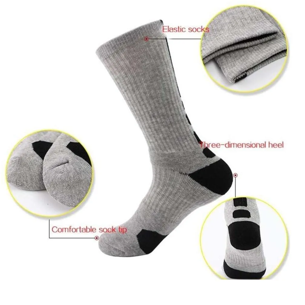 Sports Socks 5 Pairs Mens Elite Sports Socks With Dam Terry Basketball Cycling Running Hiking Tennis Sock Set Ski Women Cotton Eu Drop Otxfy