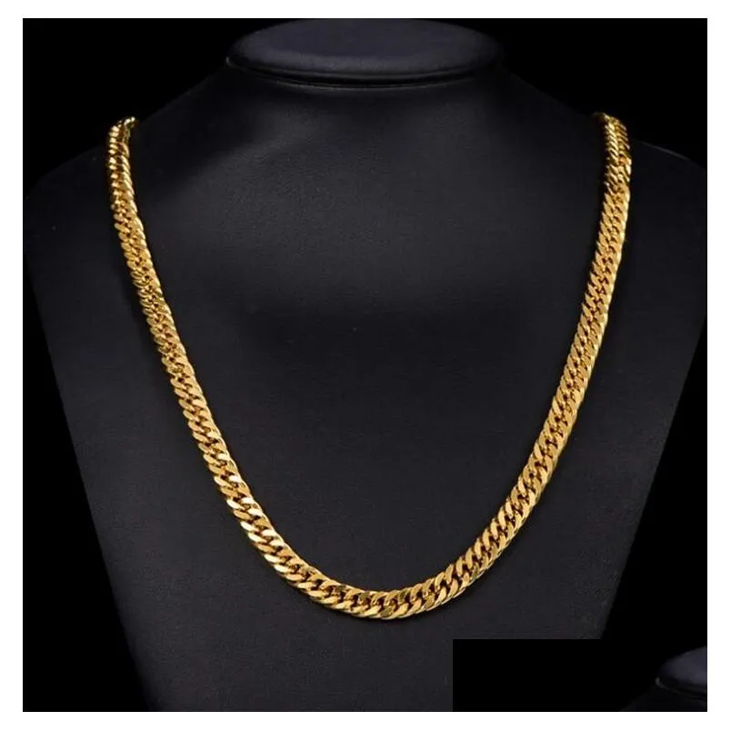 fine wedding jewelry 24k real yellow gold chain inish solid heavy 8mm xl  cuban curn link necklace chain packaged unconditional
