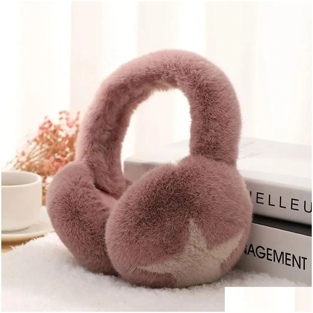 Ear Muffs Ear Muffs 1Pc Cute Stars Pattern Warm Earmuffs For Women Girls Winter Outdoor Warmers Soft Furry Ers Foldable 231101 Drop De Otmmp