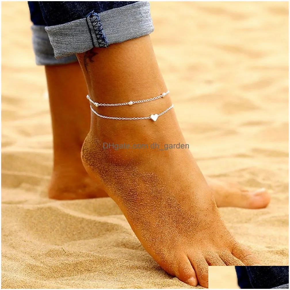 Anklets Geometric Ankle Big Circle For Women Foot Anklet Bracet Summer Beach Sandals Bracelets On The Leg Female Drop Deliver Dhgarden Otu2I