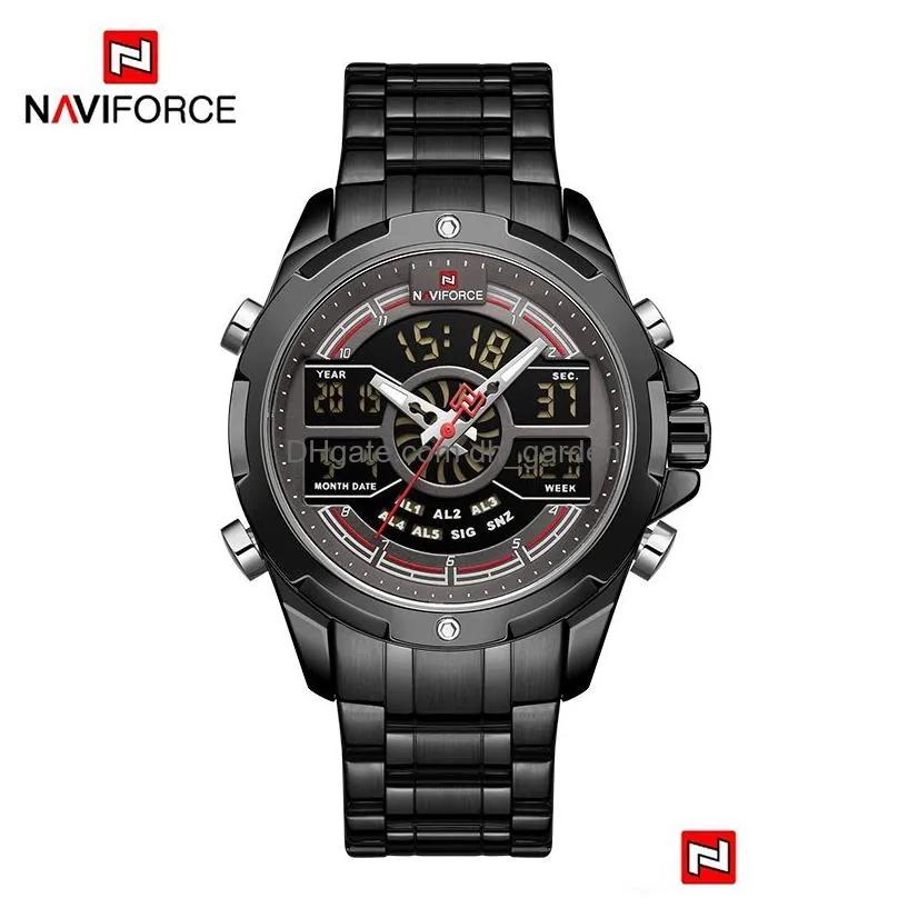 Wristwatches Luxury Mens Gold Watches Digital Chronograph Military Sport Quartz Wristwatch Stainless Steel Waterproof Drop De Dhgarden Otuoc