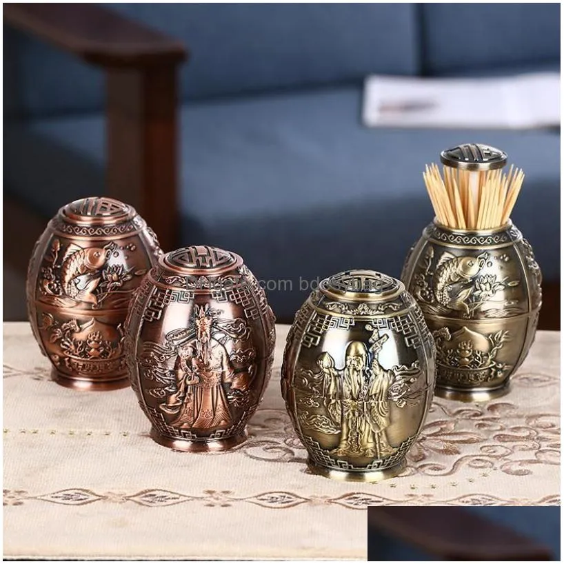 Toothpick Holders Vintage Tootick Holder Metal Press Type Matic Dispenser Cure Dent Box Kitchen Accessories European Drop Delivery Hom Dhrzn